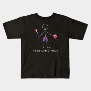 Funny Mens Firefighter Guy Illustration Kids T-Shirt